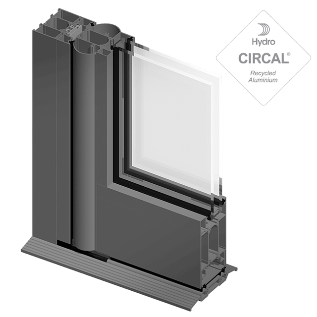 3D Porte SOLEAL PY55 en aluminium, tube